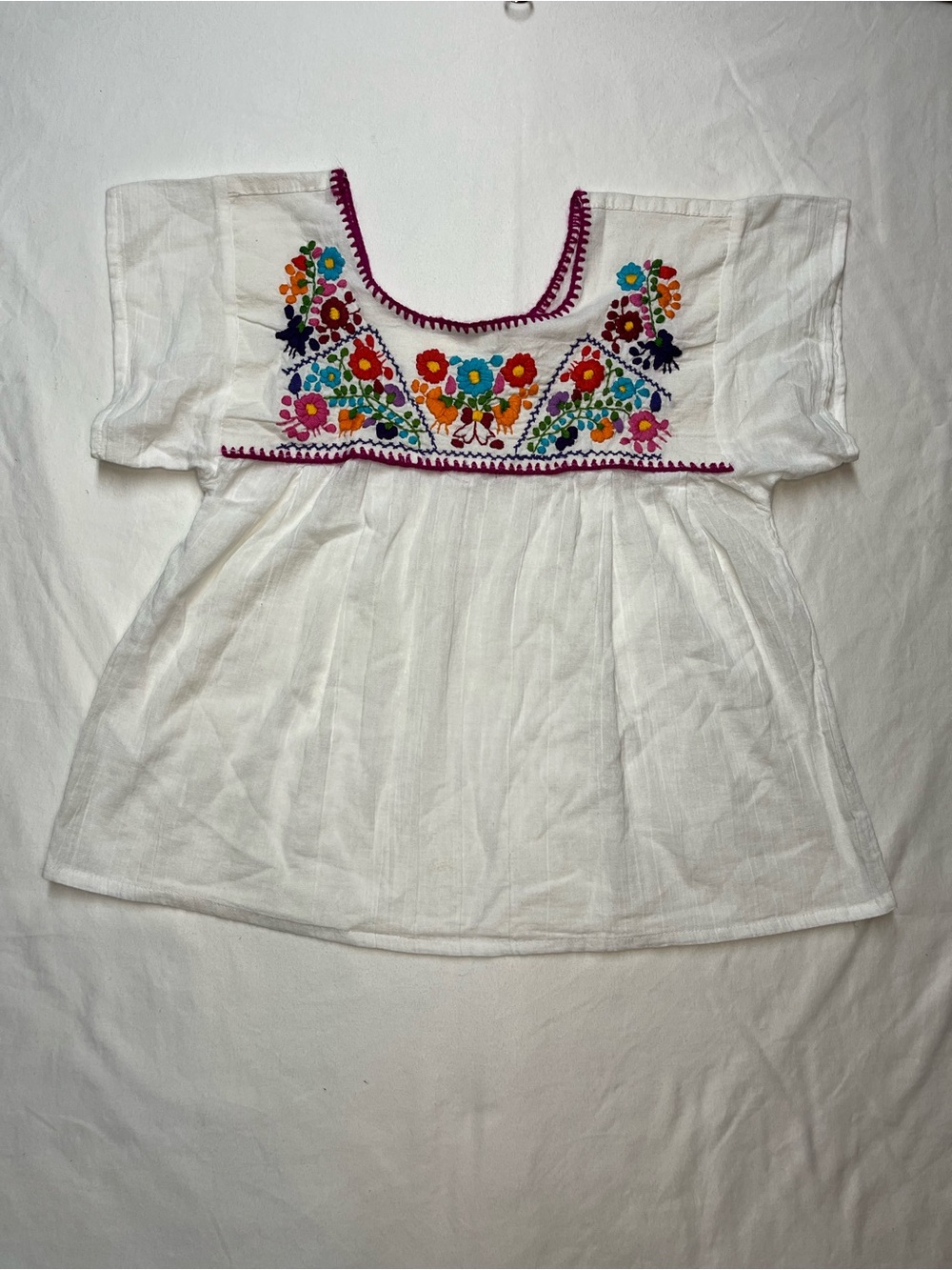 White Kids Embroidered Floral Blouse